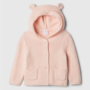 Adorable Pink Knit Baby Hoodie with Bear Ears
